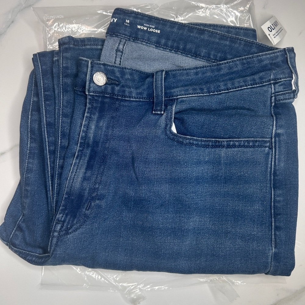 NWT Old Navy High Rise Wow Loose Jean, Sz 16 Tall , Medium Wash Jeans - Picture 9 of 12